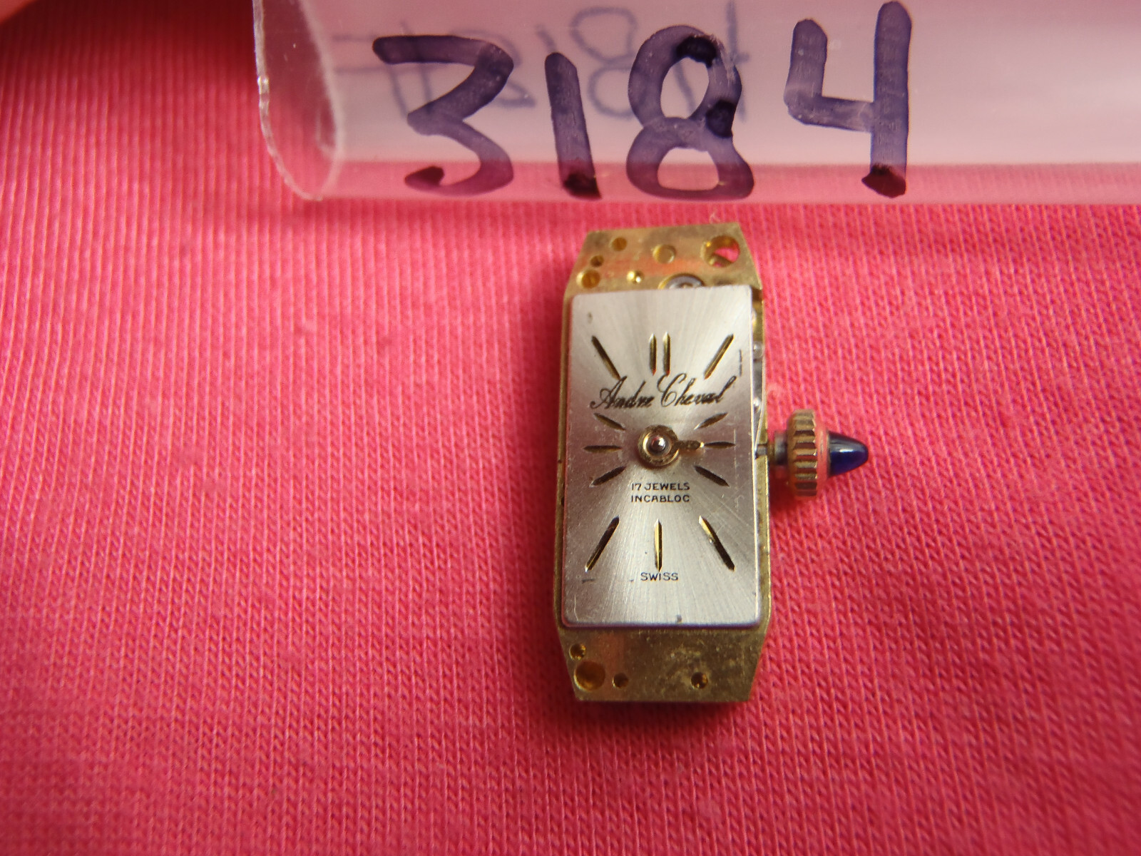Andre Cheval WATCH MOVEMENT 17J WIND-UP 21.4 X 8.9MM SOLD 4 PARTS