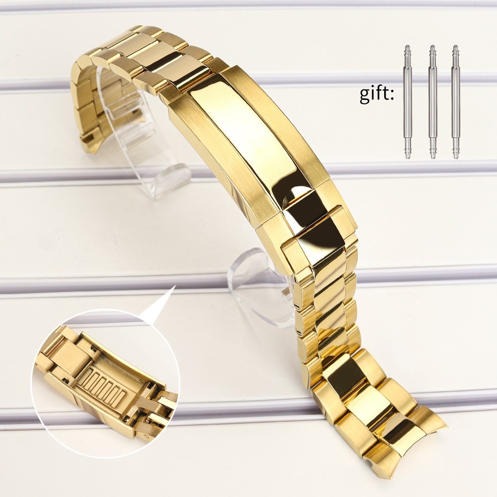 FEIYASHI STEEL 20mm Oyster Bracelet Sliding Lock Buckle Watch Repair Replacement