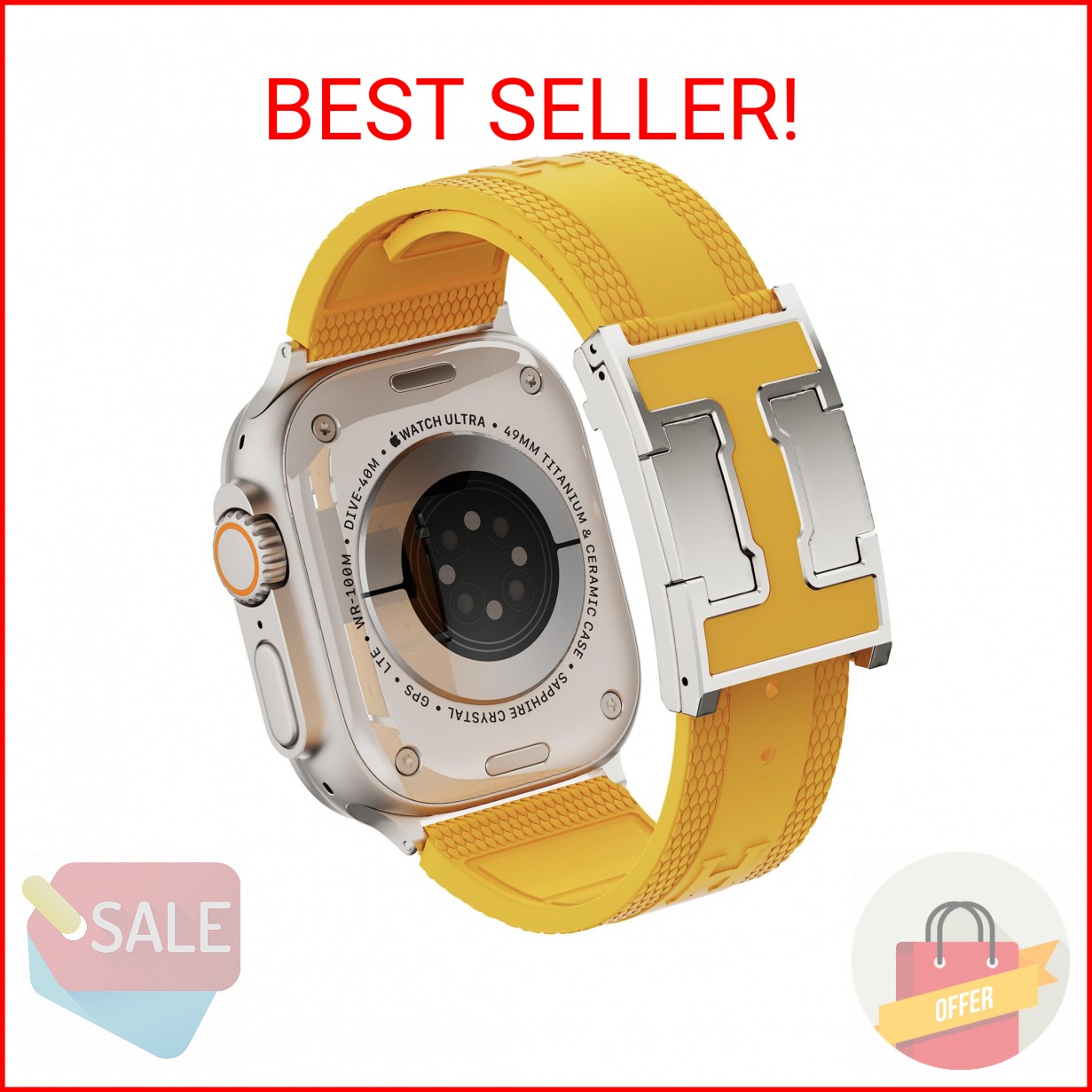 Sport Silicone Band Compatible with Apple Watch 49mm/46mm/45mm/44mm/42mm/41mm/40