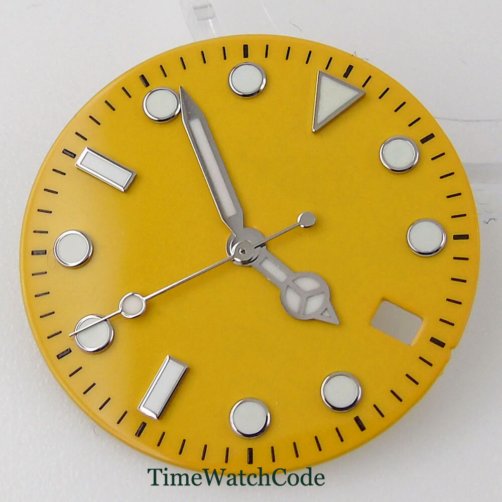 29mm Orange/Blue/Yellow Watch Dial+Hands Fit For NH35 NH35A Date Window Luminous