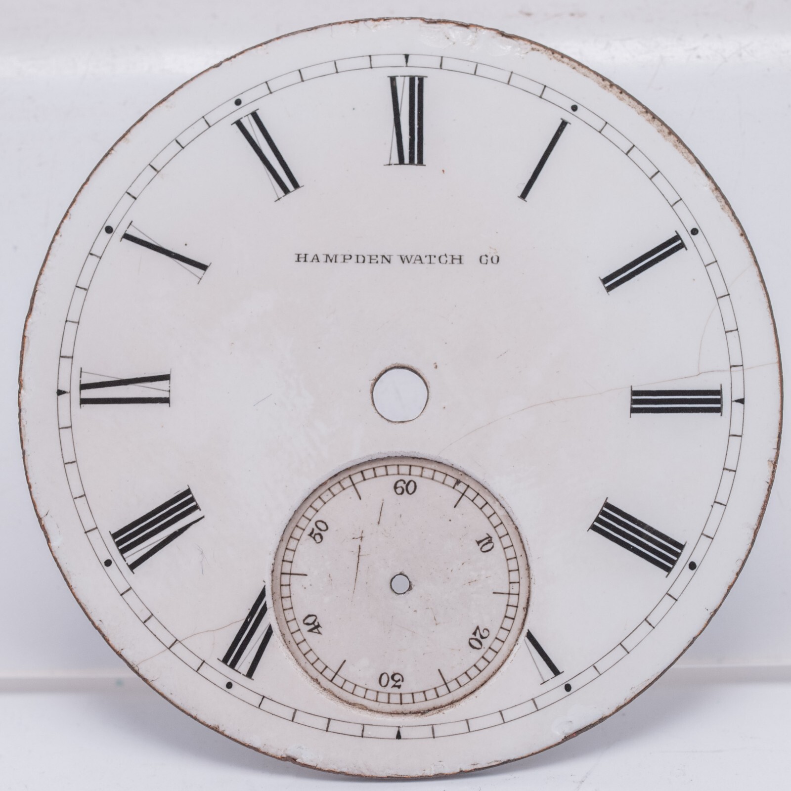 Hampden Watch Co. 18s Roman Numeral Pocket Watch Dial 45.82mm – Models 1, 2, & 4
