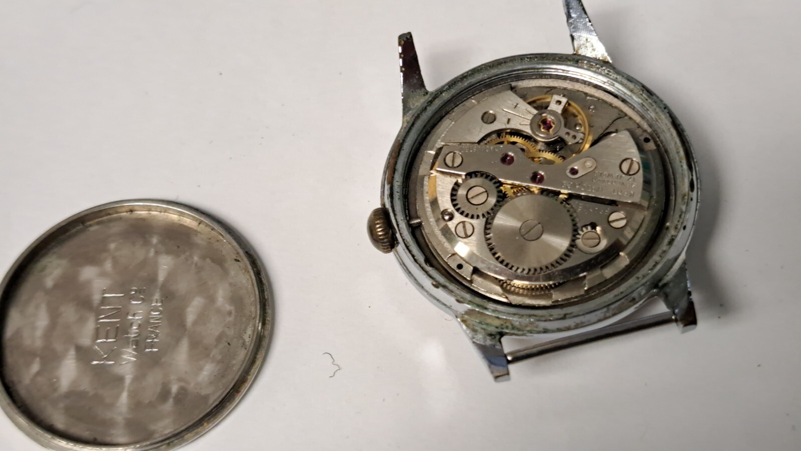 Vintage Kent watch movement winding with dial, runs, 17 rubis/jewels France