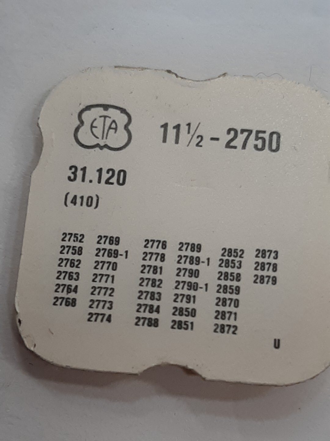 Eta 2750 2771 2851 2872 2873 2879 Part 410 (1pcs) Vintage Nos
