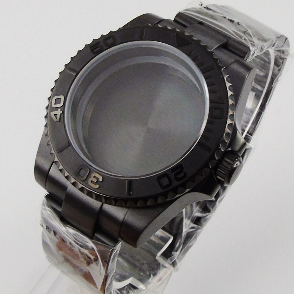 40mm Fit NH34 NH36A NH35A ETA2824 MIYOTA PT5000 Black Steel PVD Watch Case Part