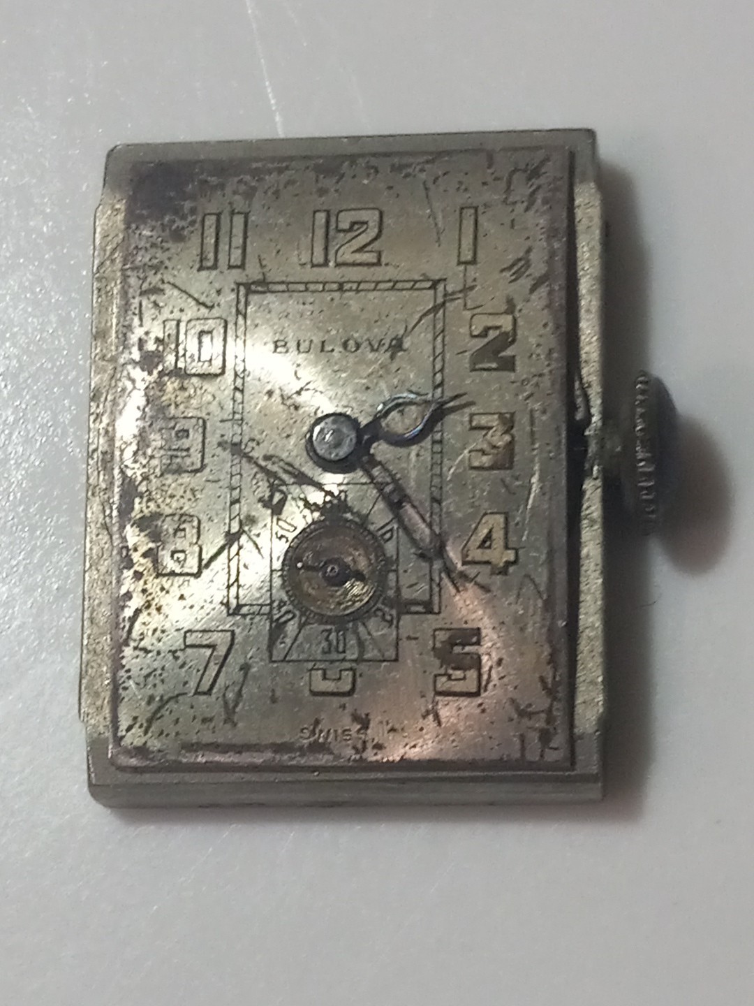 As Is Parts / 1930s Bulova 15 jewel 2 Adjustment wrist watch movement SN# 1343
