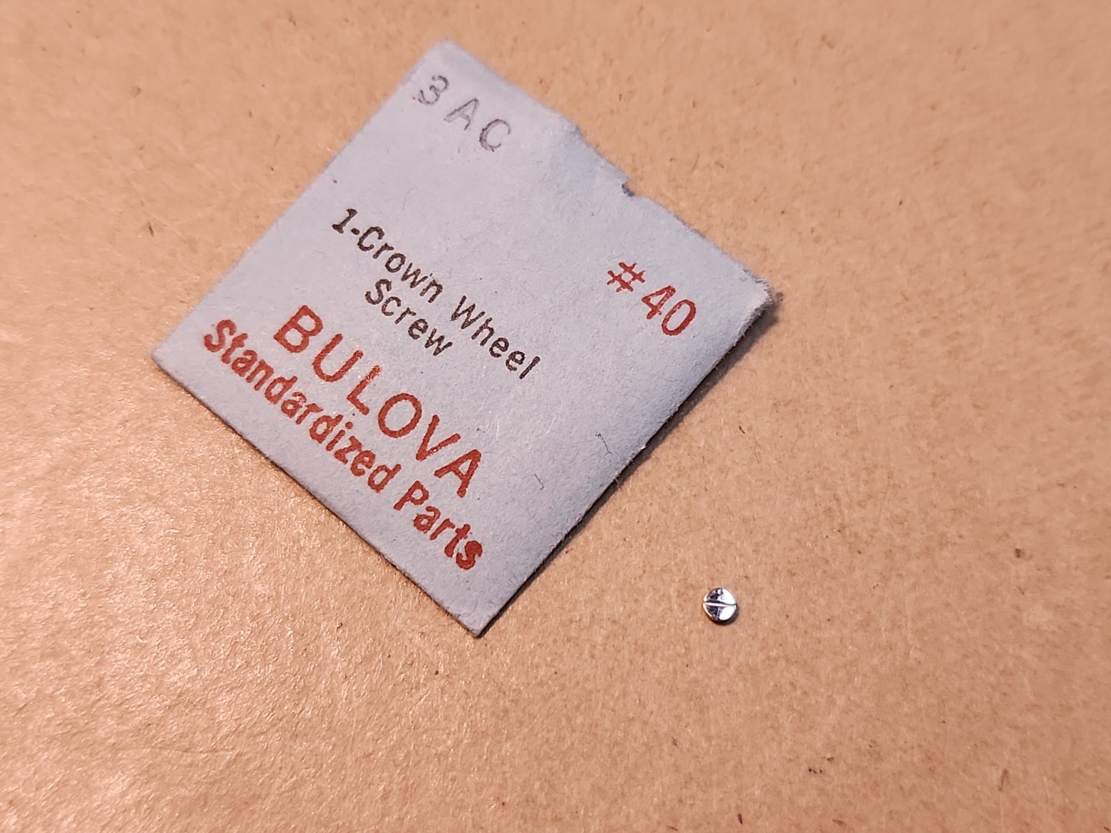 Factory NOS Bulova 3 AC P/N 40 Crown Wheel Screw Parts Spares Repairs