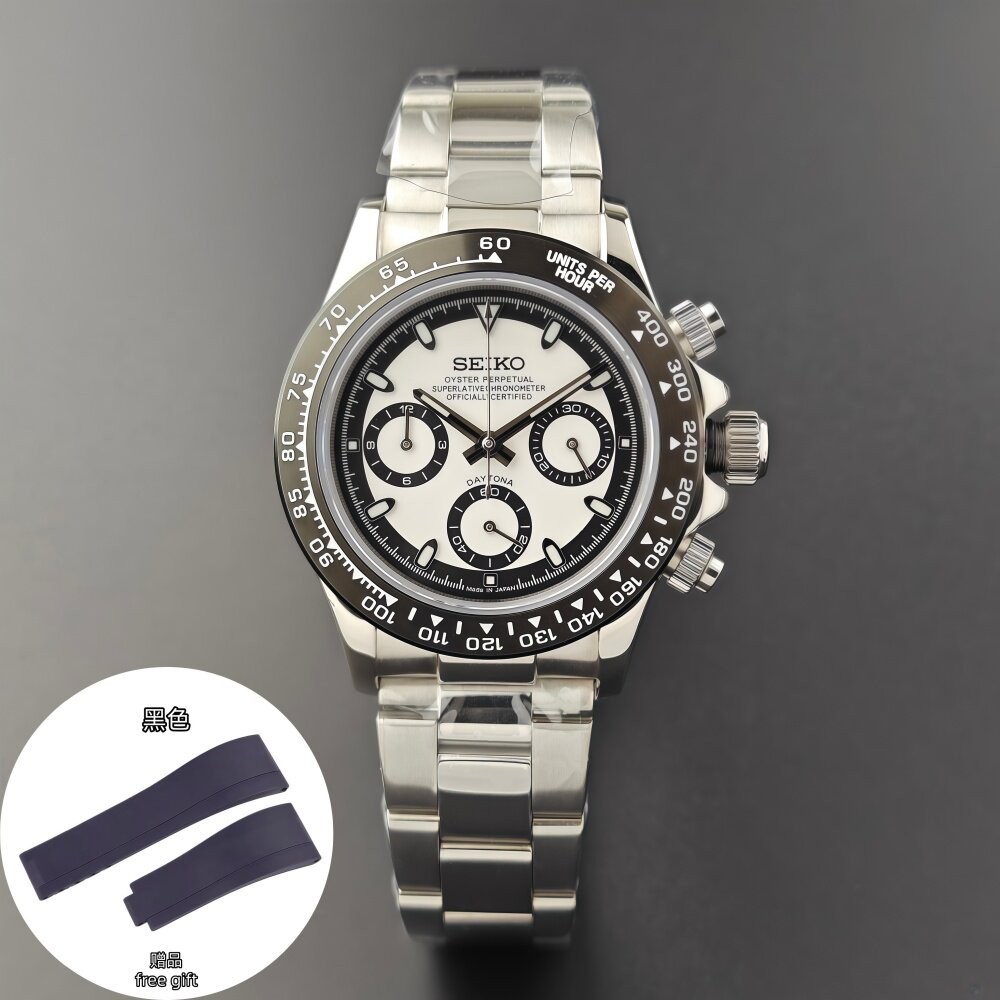 29.5mm Black White Watch Dial Green Luminous for Vk63 Movement Watch Parts