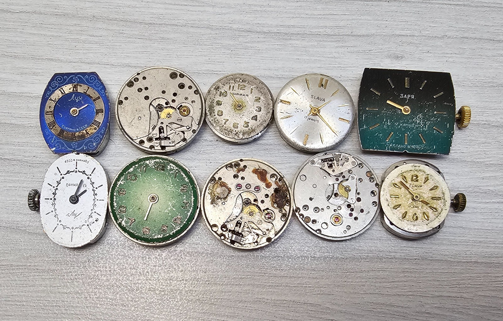 Vintage Soviet Watch Lot 10 USSR Slava Chaika Zarya Luch Parts Repair Steampank