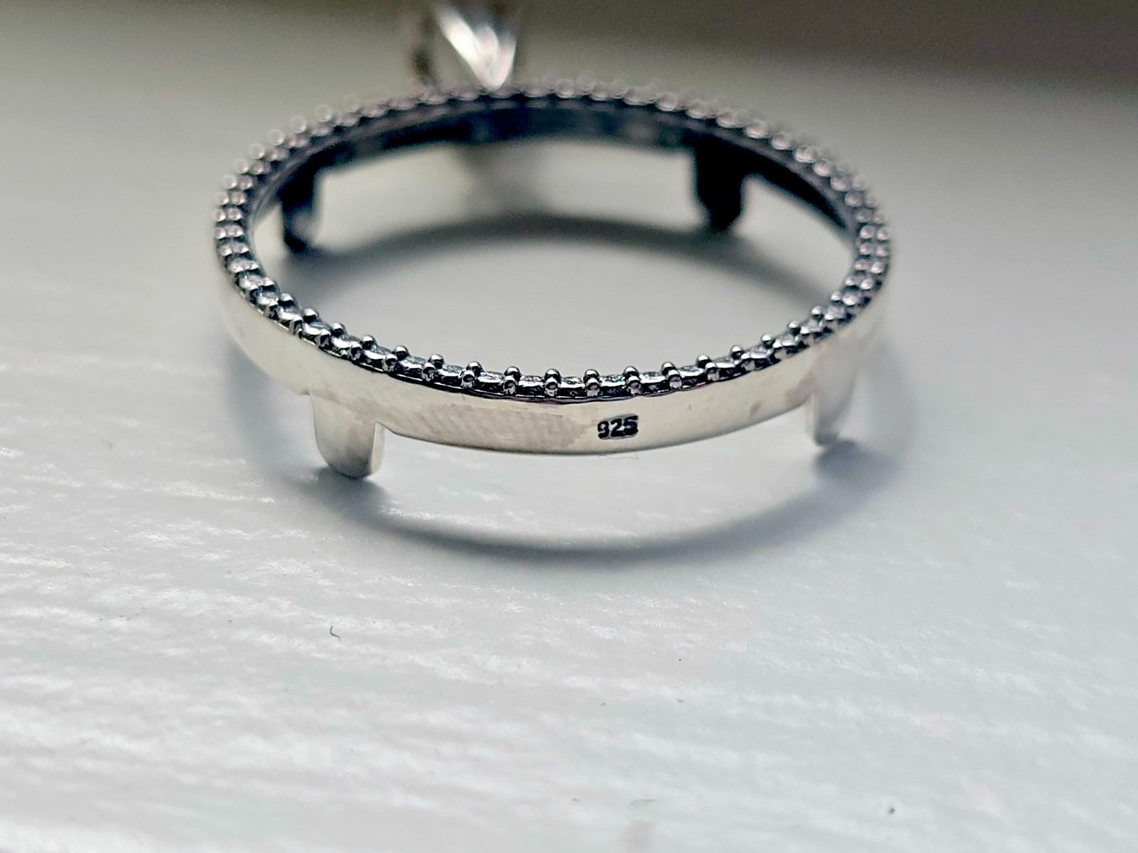 925 Sterling Silver Prong Back Illusion Edge Bezel for 24mm Quarters 25 Cents