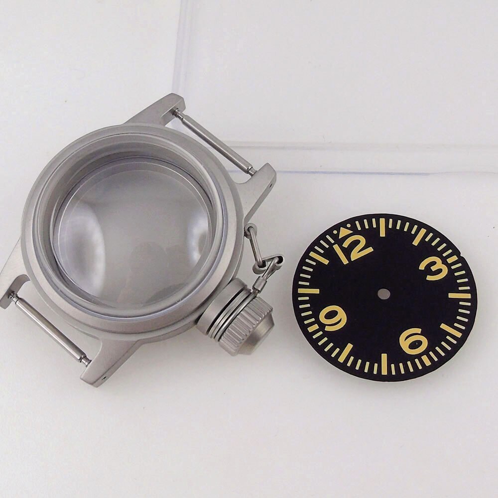 36mm Dive Watch Case Domed Sapphire Fit NH35 ETA2824 Sandblasted 200M Waterproof