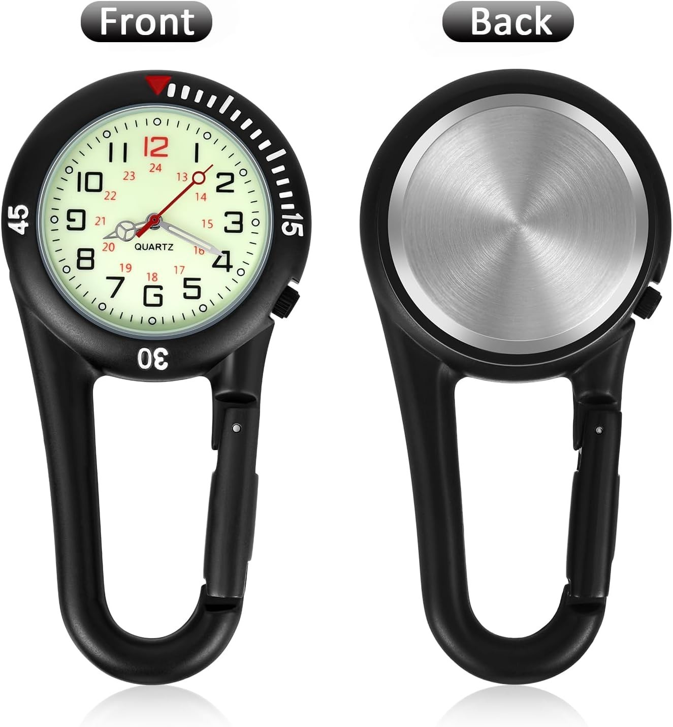 2 Pieces Clip on Quartz Watch Backpack Fob Belt Glow in The Dark Unisex Pocke…