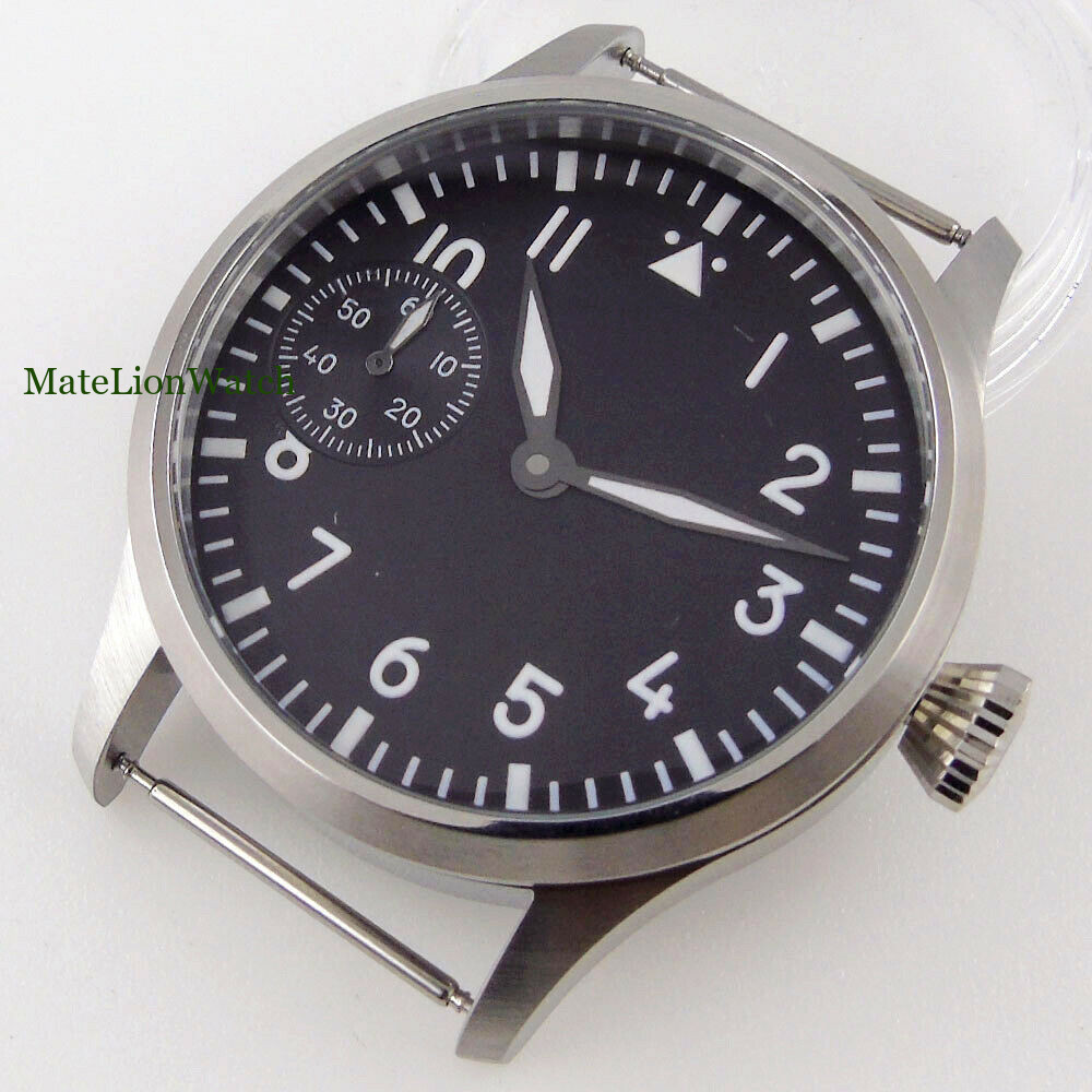 42mm Sterile Watch Case+Hands+Dial For ETA6497 ST3600 Black/Bronze Plated