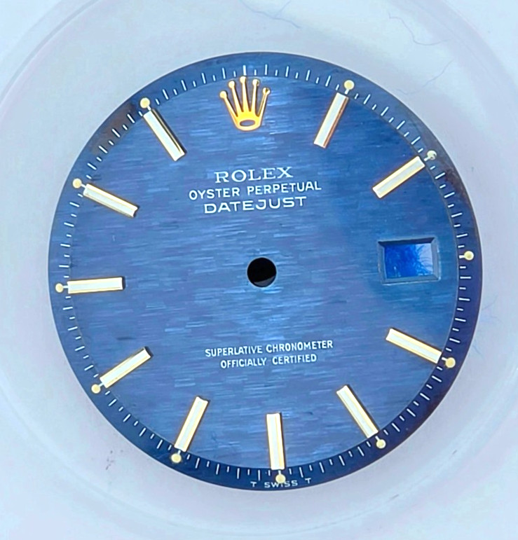ROLEX 1601 DATEJUST BLUE DIAL MOSAIC SHANTUNG