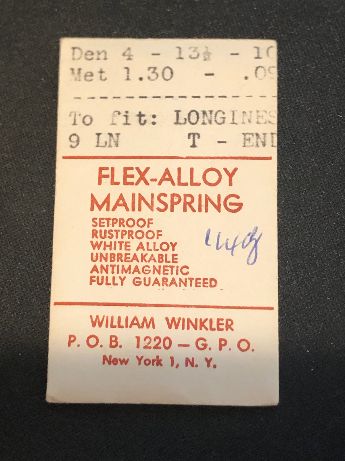 Flex-Alloy Mainspring for Longines 9LN – Alloy