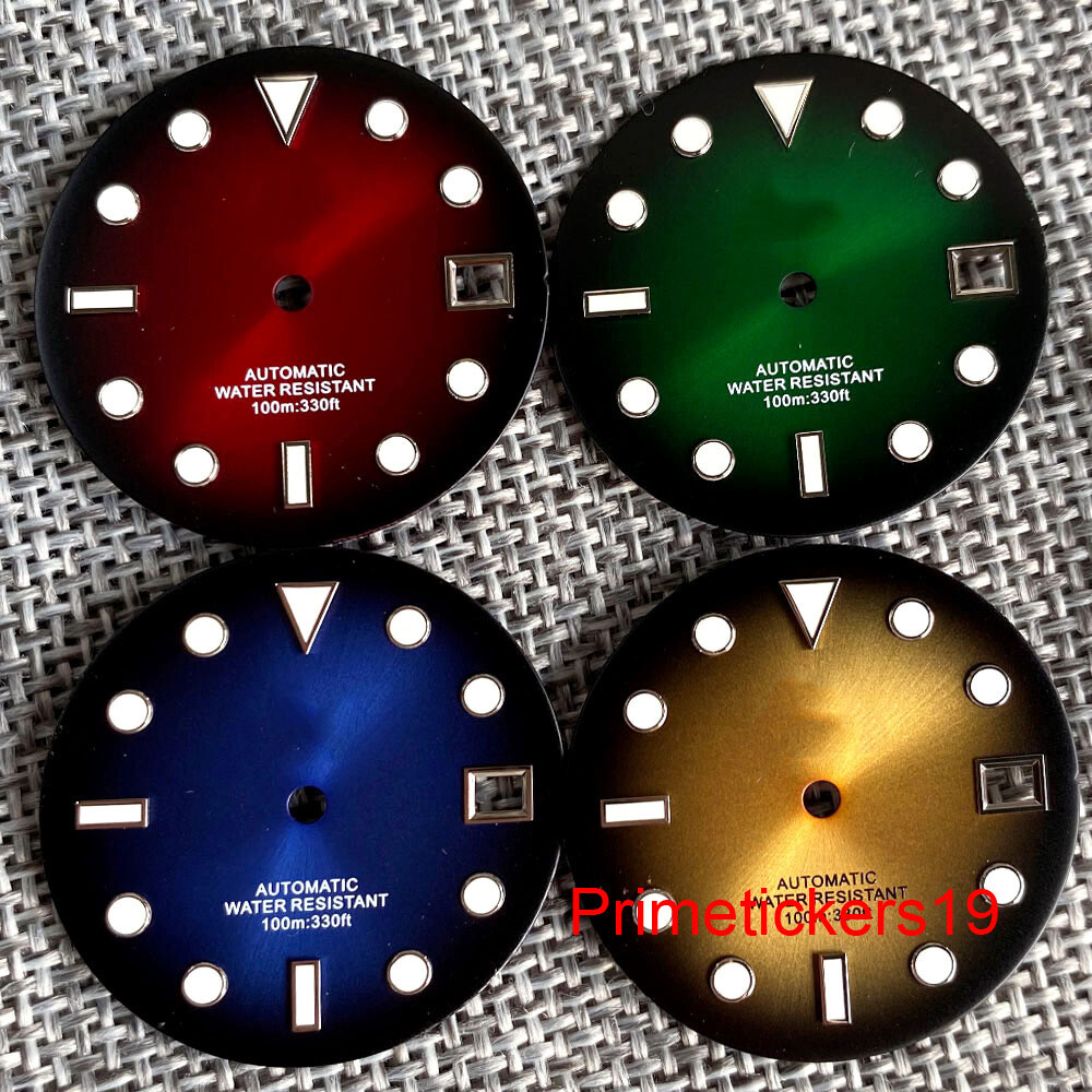 29mm Watch Sunburst Gradient Sterile Dial Date Window Fit NH35 NH36 Movement