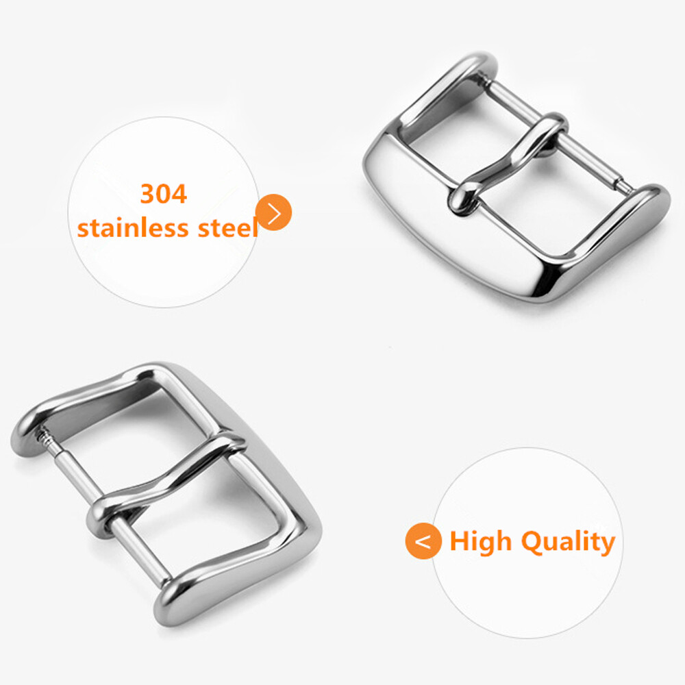 2 Pairs 304 Stainless Steel Watch Pin Buckle Wristwatch Buckle Watch Clasp 12-22