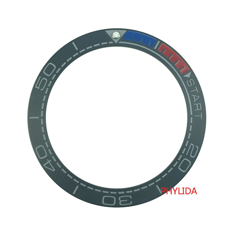 41.5mm Matte Black/Blue 1/4 Orange Ceramic Bezel Insert Ocean Planet Style