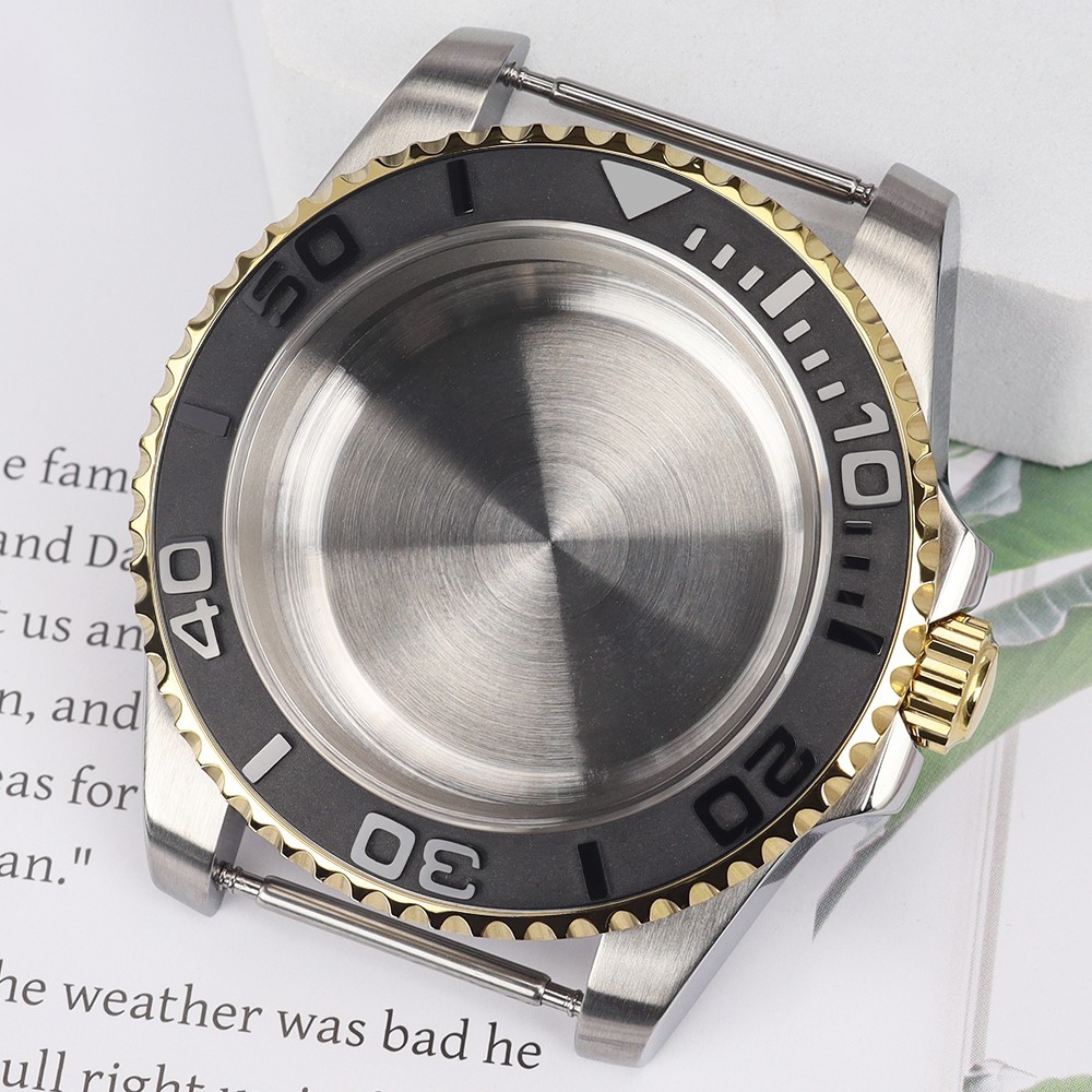 FEIYASHI Rotating Bezel Gold Steel Watch Case Sapphire 40mm For Seiko NH35 NH36