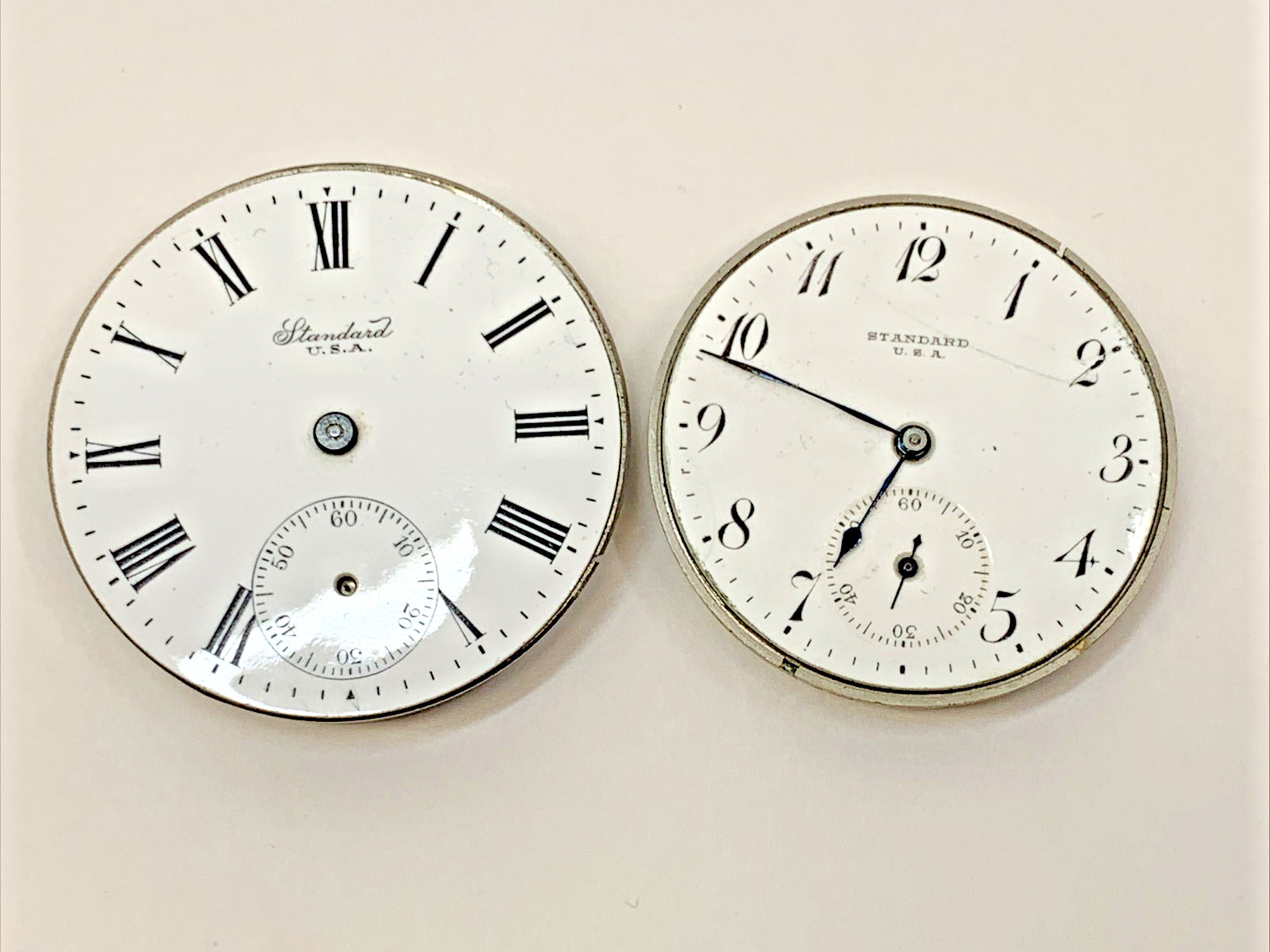 Vintage New York Standard 2 Pocket Watch Faces for Parts Repurpose Repair BROKEN