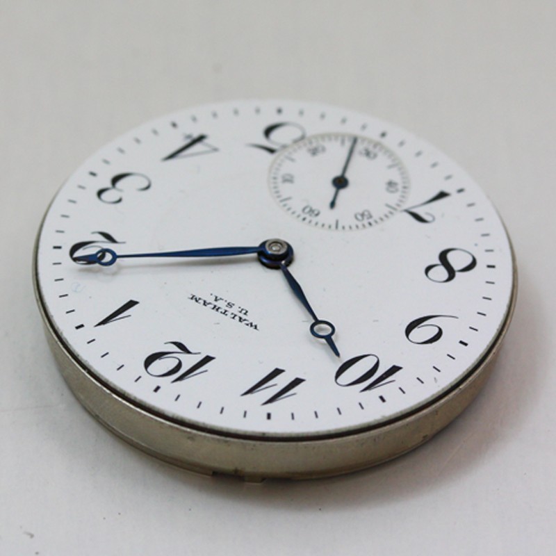 Waltham Grade 625 Model 1908 16 Size Pocket Watch Movement & Enamel Dial ca 1917