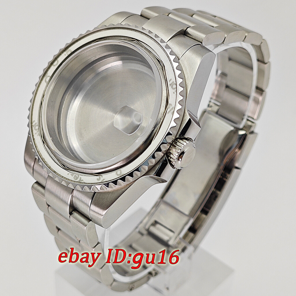 40mm Silver sapphire Watch Case Fit NH34 NH35 NH36 ETA2824/2836 Miyota 8215 821A