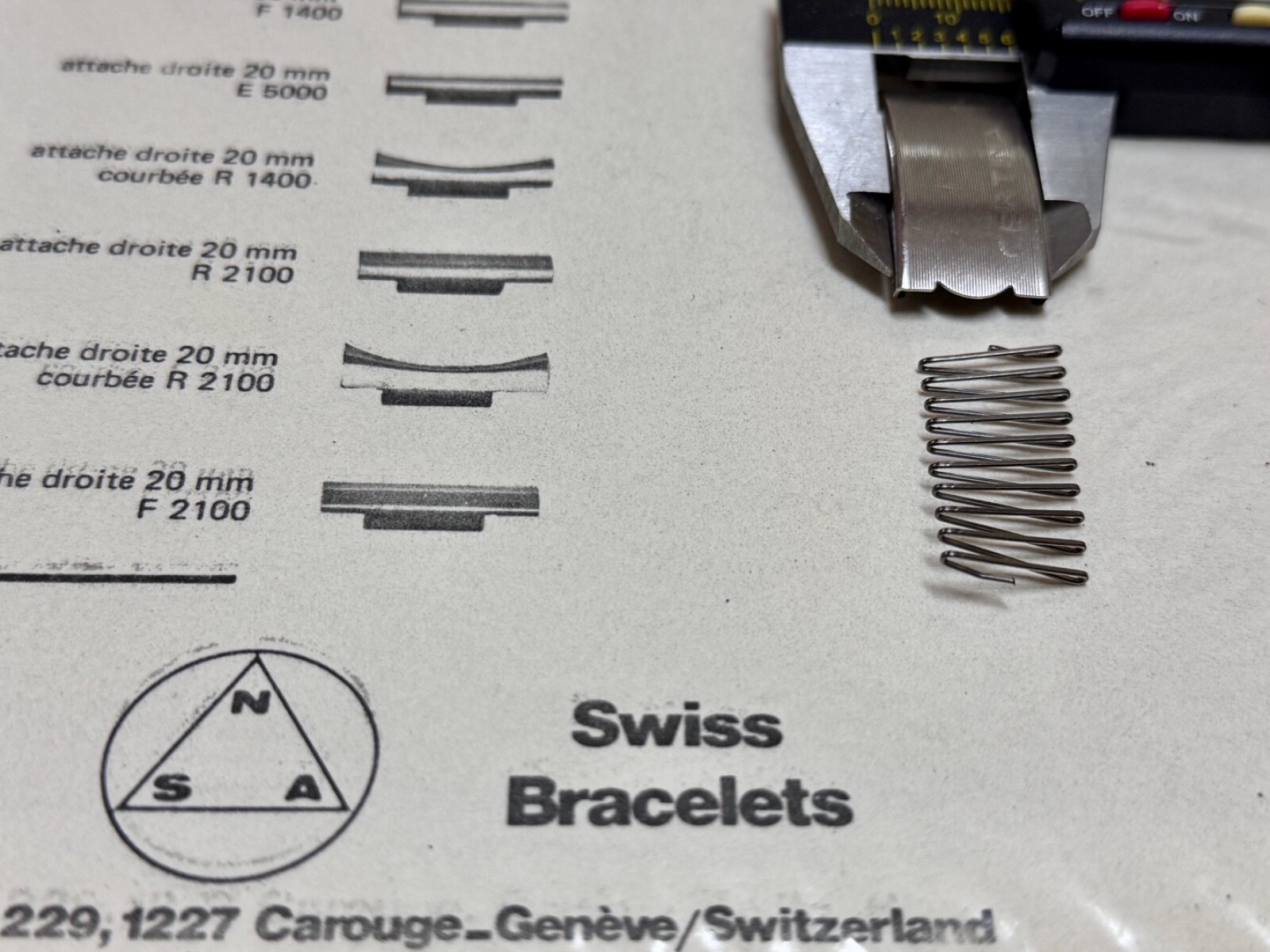 14.3mm wide spring part to midsize NSA watch band 16x32mm top clasp Swiss NOS