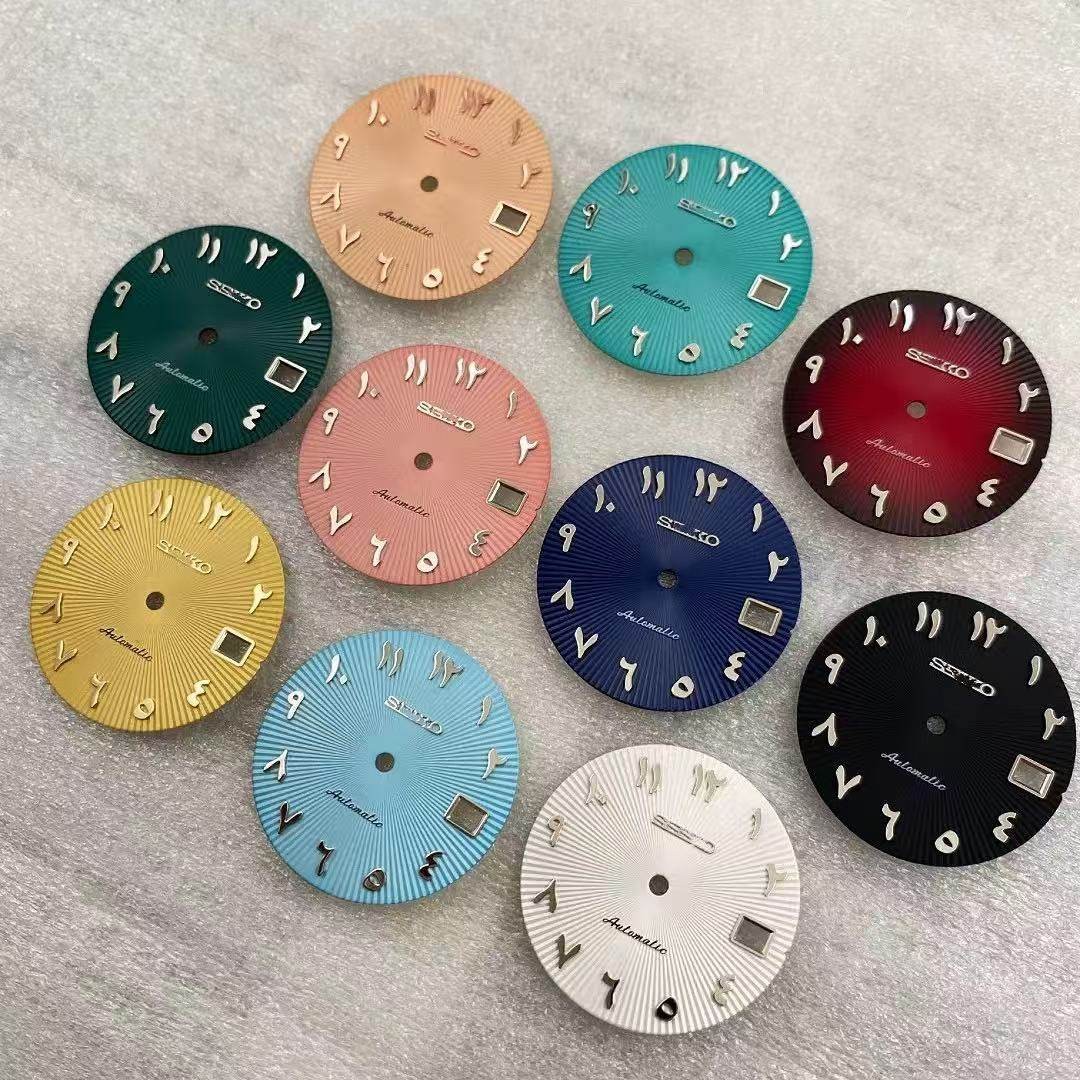 28.5Mm Radial Stripes Arabic Numerals Watch Dial No Lume For Nh35 Nh36 Movement