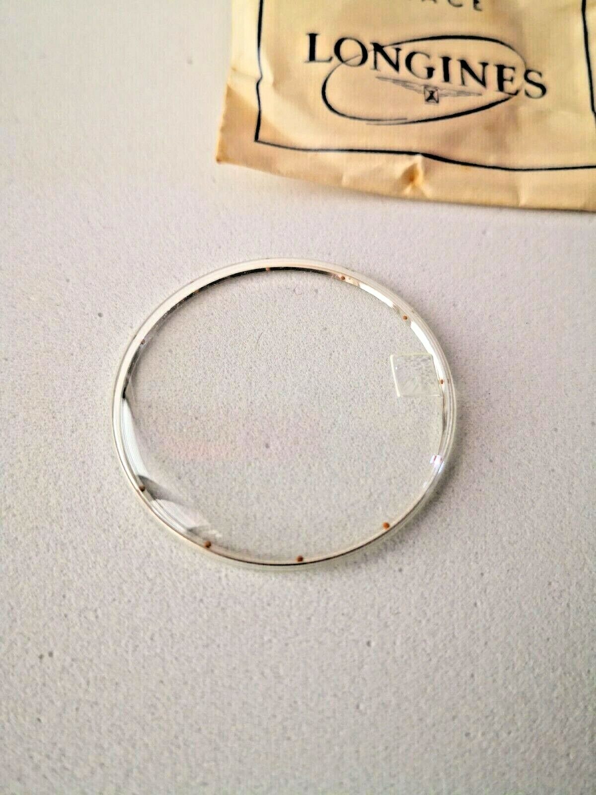 Original vintage glass NOS LONGINES ref 3106 RINGS RED INDEX + MAGNIFYING GLASS