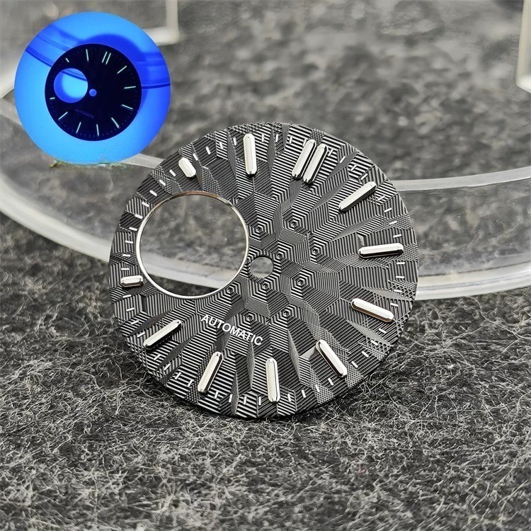 28.5mm Automatic Dial Green Lume Open Heart Fit Mod Watch Part