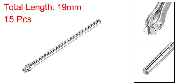 15Pcs 19mm Watch Band Link Cotter Pin Stainless Steel 1mm Dia. Silver Tone