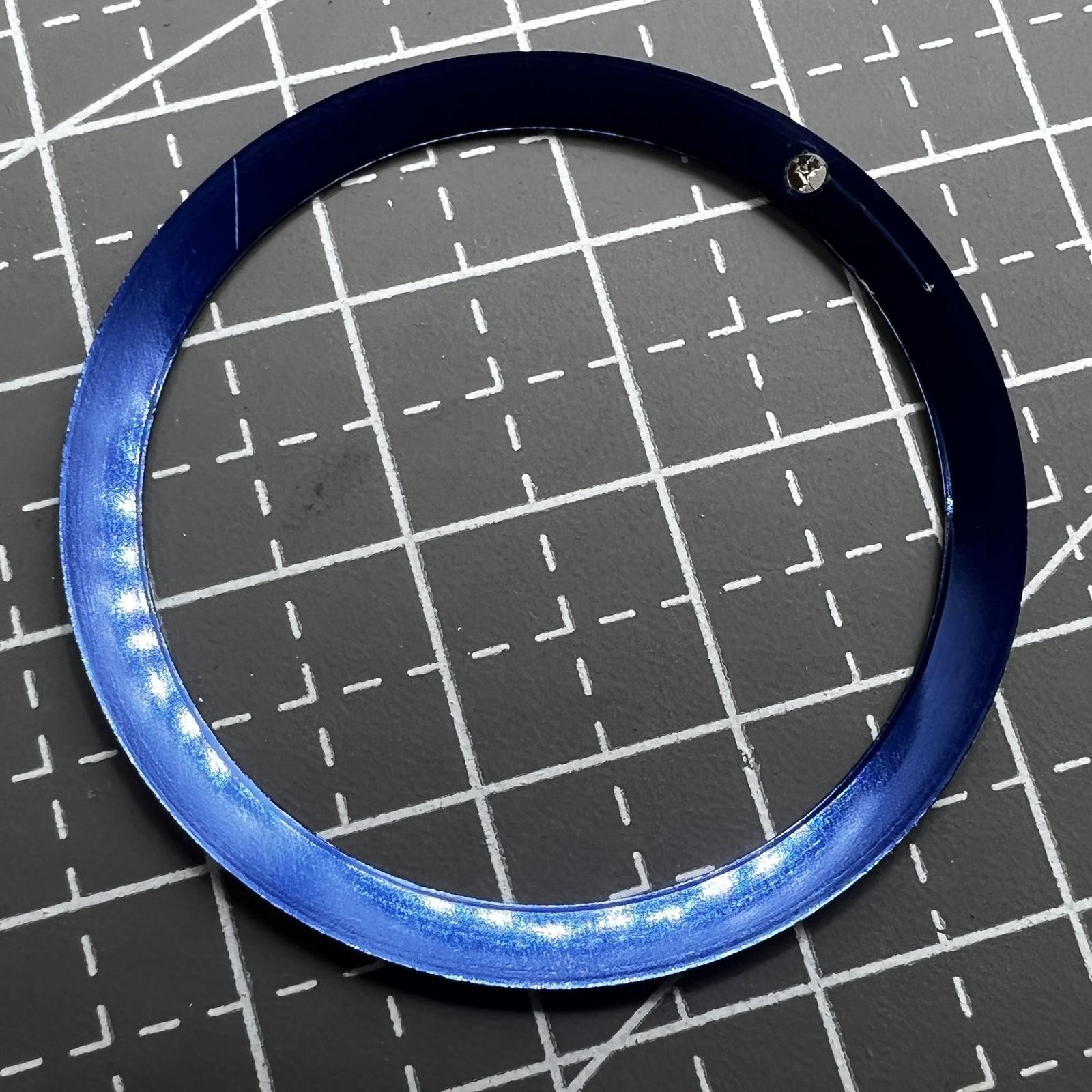 36.5*30.8mm Vintage Aluminum Alloy Slope Green Luminous Dark Blue Watch Bezel