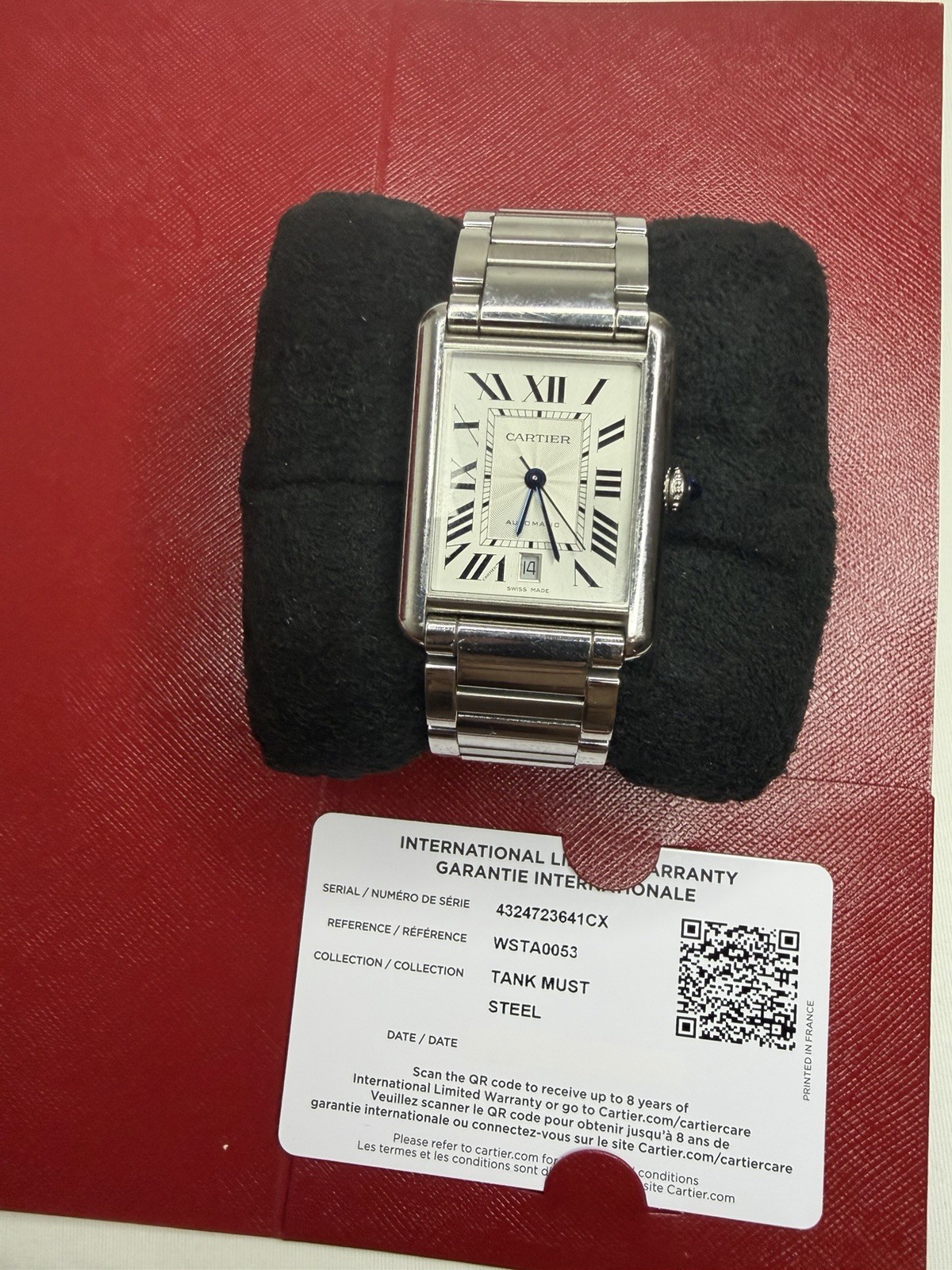 CARTIER TANK MUST WATCH, XL MODEL STEEL CASE AND BRACELET AUTO MOVEMENT 1847MC