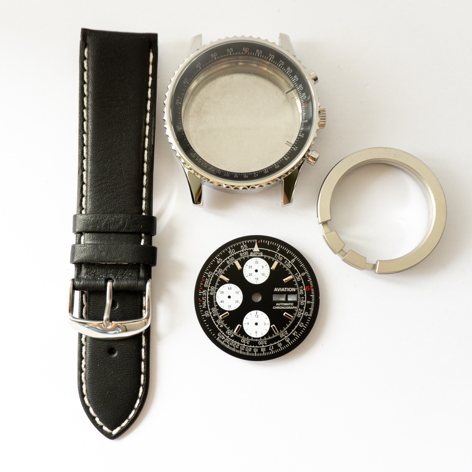 Aviation Chronograph ETA Valjoux 7750 Case Watch Kit / Kit DIY Watch Case