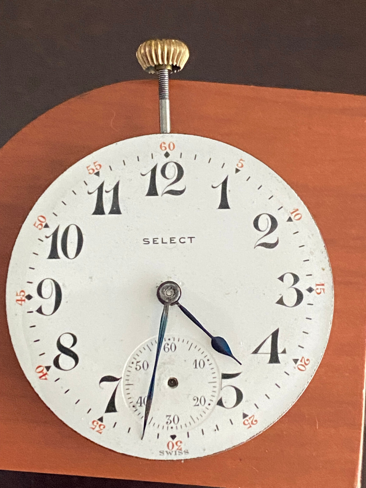 VINTAGE 39.70MM RECORD POCKET WATCH MOVEMENT, SELECT SWISS, HAS STEM AND CROWN