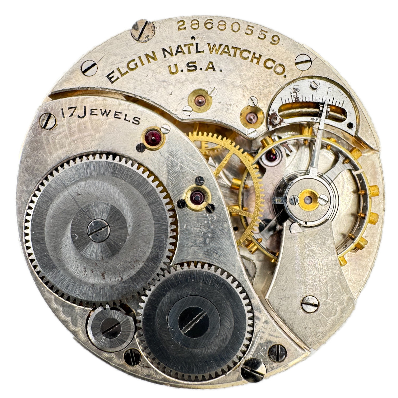 Antique 12s 1926 Elgin 17 Jewel Mechanical Pocket Watch Movement 345 USA