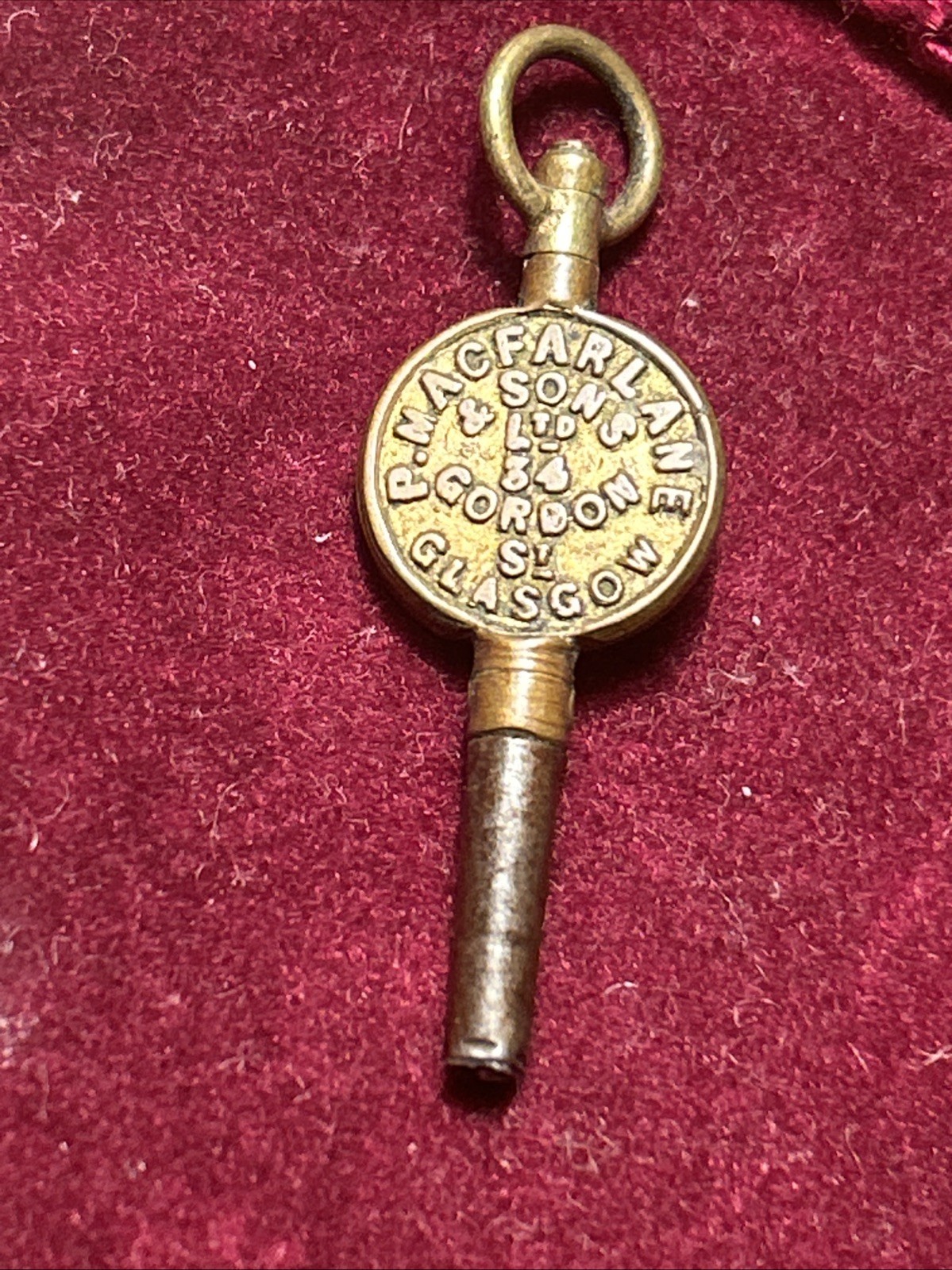 Advertising P. McFarlane And Sons Glasgow Watch Maker Jeweller Pocket Watch Key