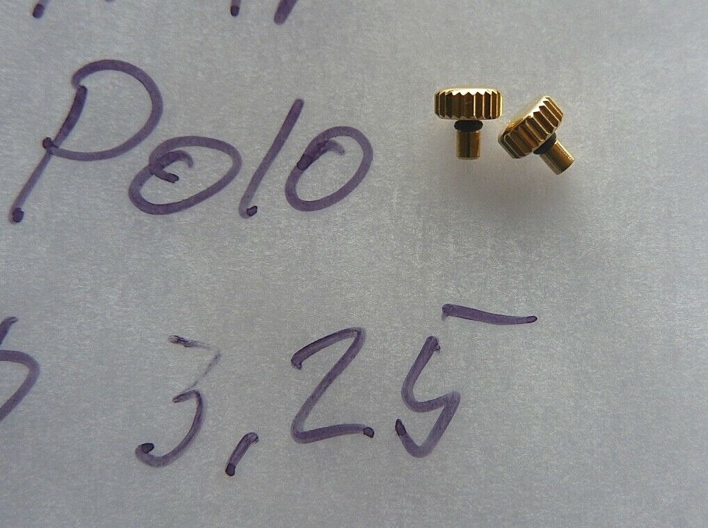New Piaget Polo strap model yellow gold water res. crown 3.25mm for 0.8mm stem.