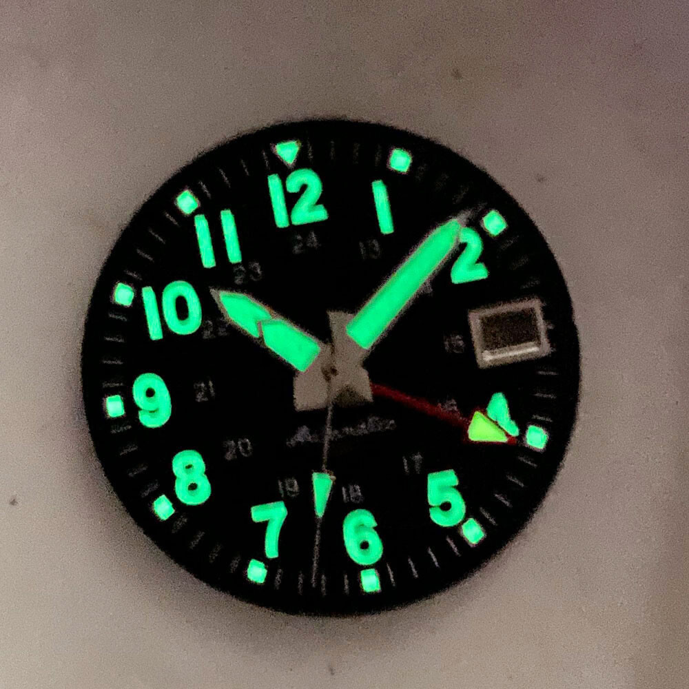 Luminous Black White 29mm Field Watch Dial Face fit NH34A NH34 GMT Dive Watch