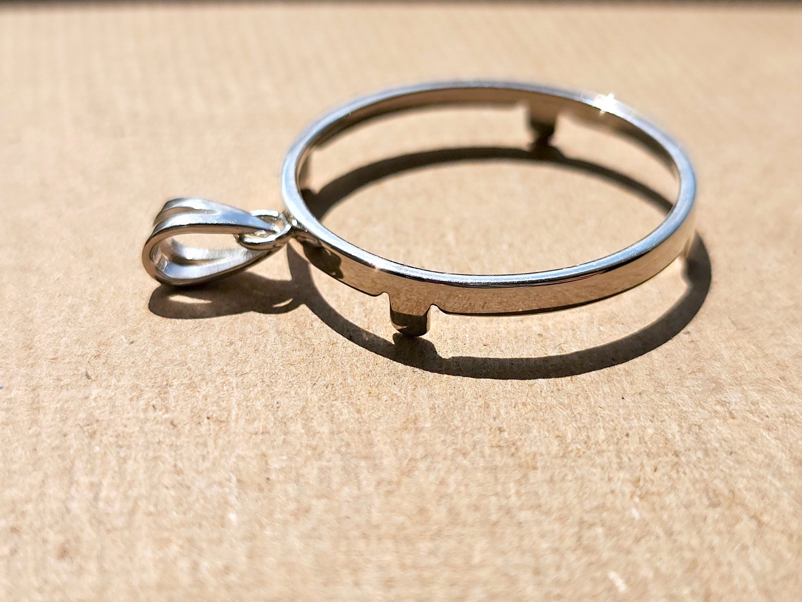 925 Sterling Silver Prong Back Simple Bezel for 30mm Half Dollar 50 Cents Coins