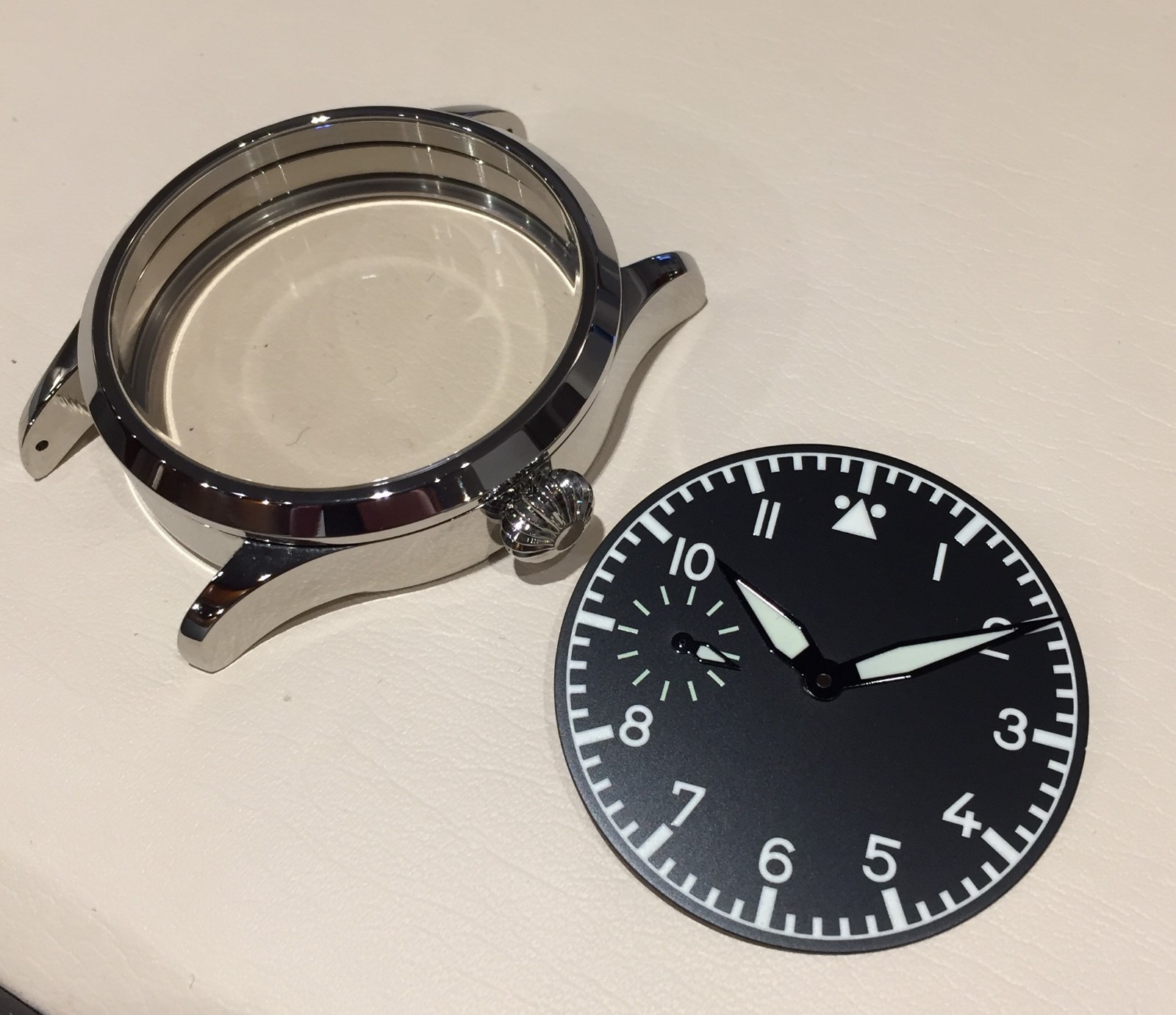 42 mm watch case set for dial hands Hamilton 917 921 923 with sapphire crystal