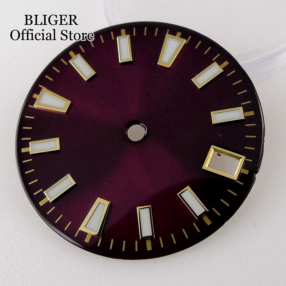 28.5MM Black Purple Blue Sunburst Watch Dial Fit NH35 NH36 Automatic Mens Watch