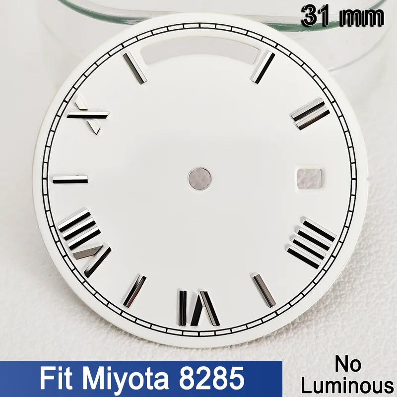 31mm Sunray Dial for Miyota 8218 Blue Luminous Roman Date Watch Face Replacement