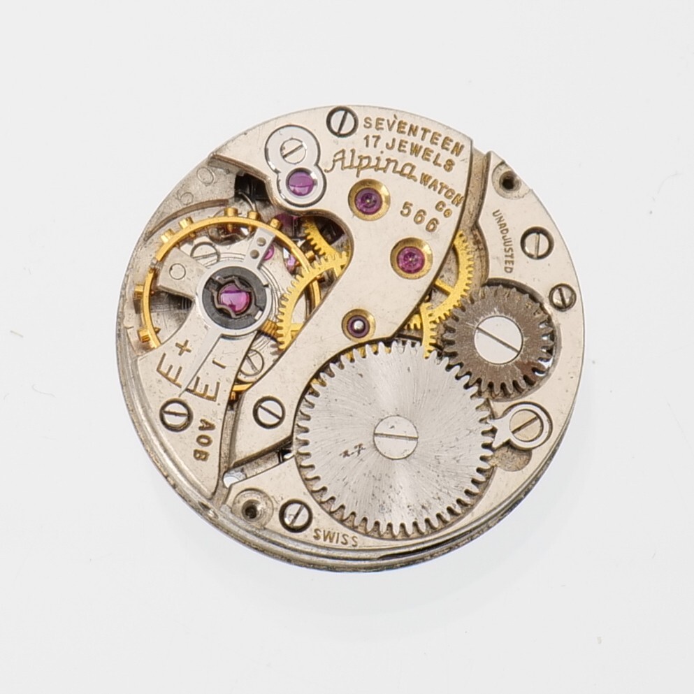 Vintage Ladies Alpina Cal 566 Watch Movement 17 Jewels Parts/Repair Good Balance