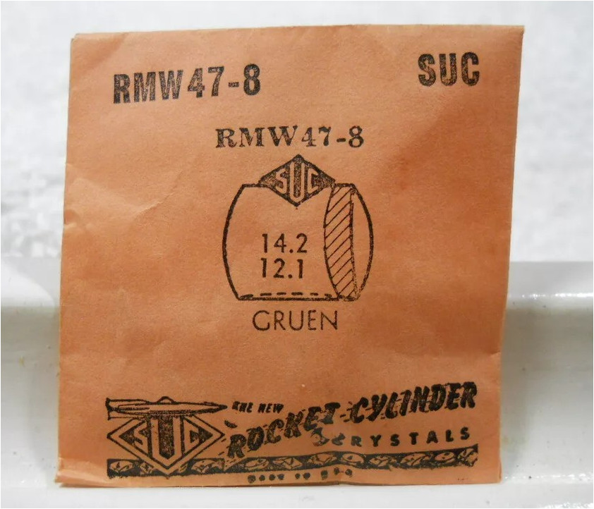 SUC RMW47-8 Watch Crystal For Gruen 522/210 – 14.2 x 12.1 mm Replacement Repair