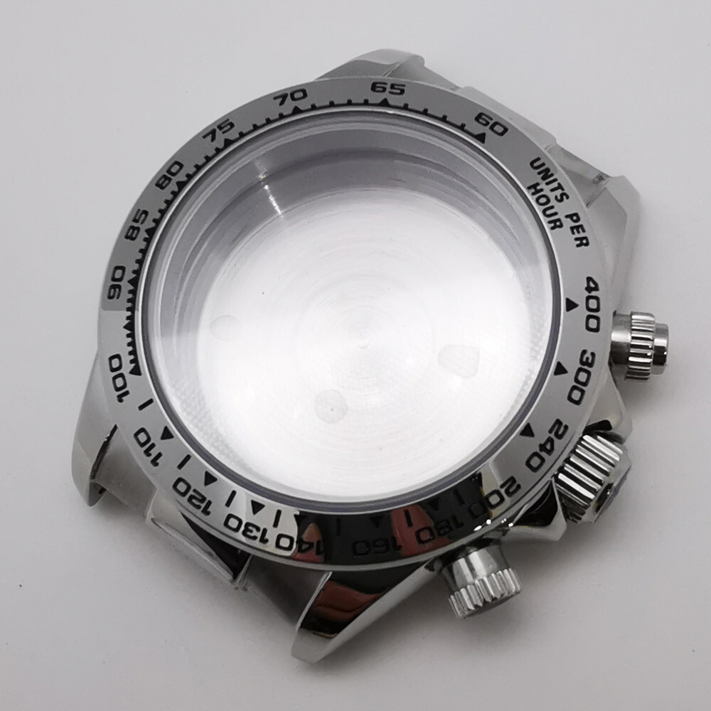 40mm silver rose gold gold sapphire case fit VK63 VK64 movement Rubber strap