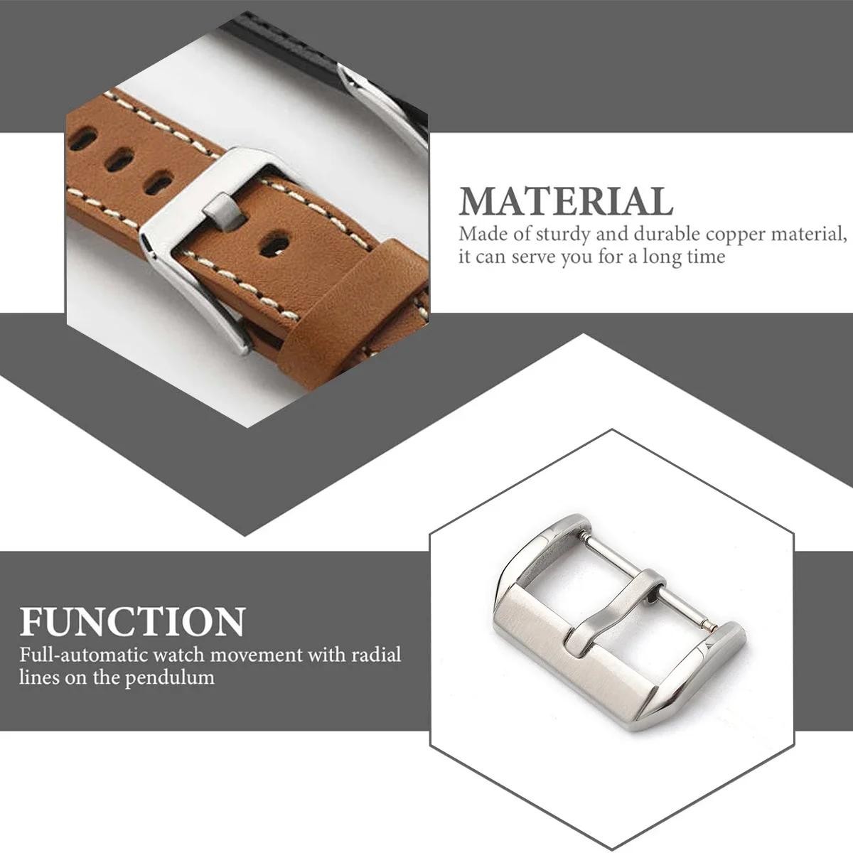 Watch Buckle Pin Clasp Stainless Steel for Leather Band 10mm-24mm Replacement
