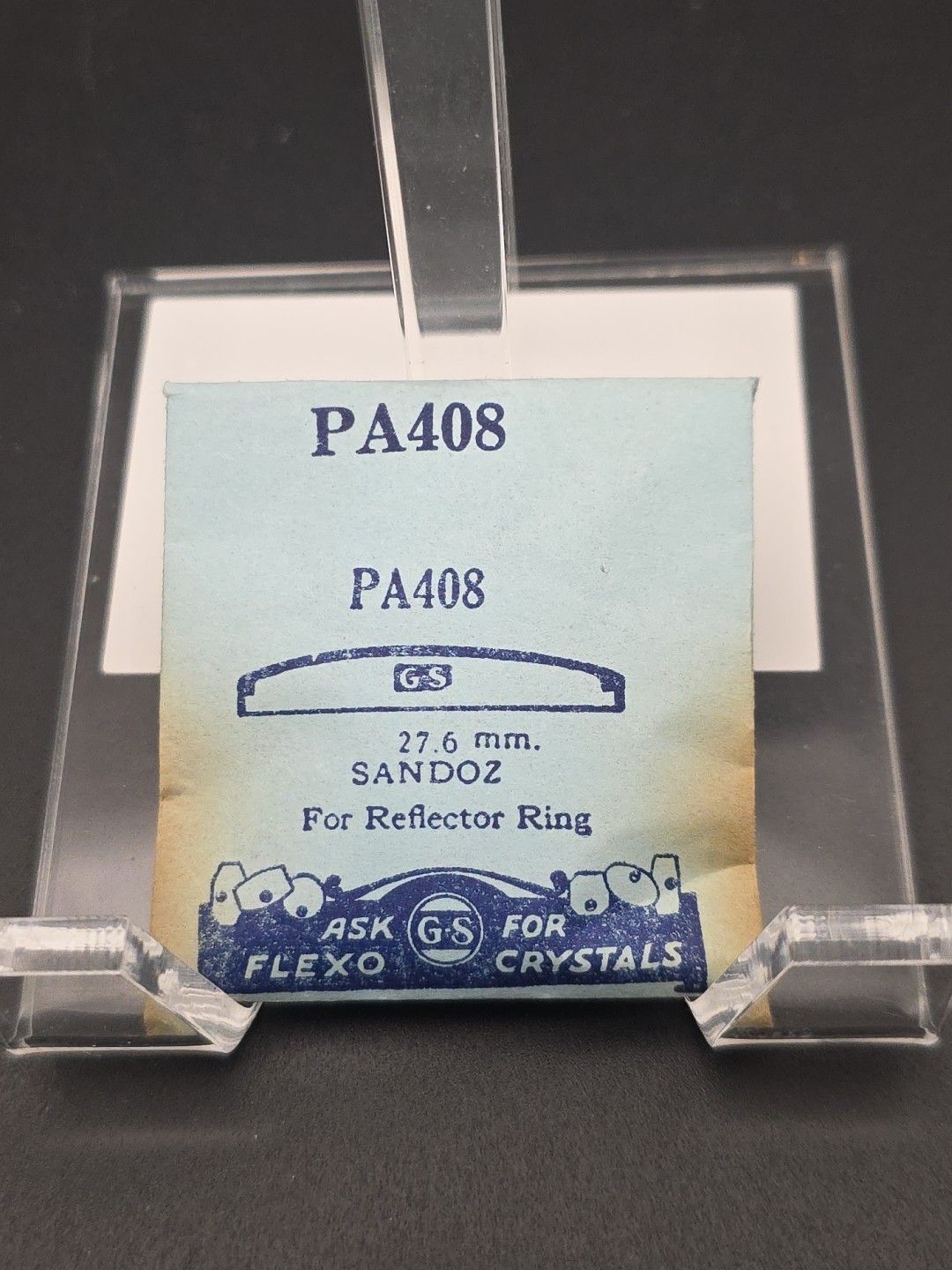G-S Watch Crystal PA408 27.6mm Sandoz For Reflector Ring
