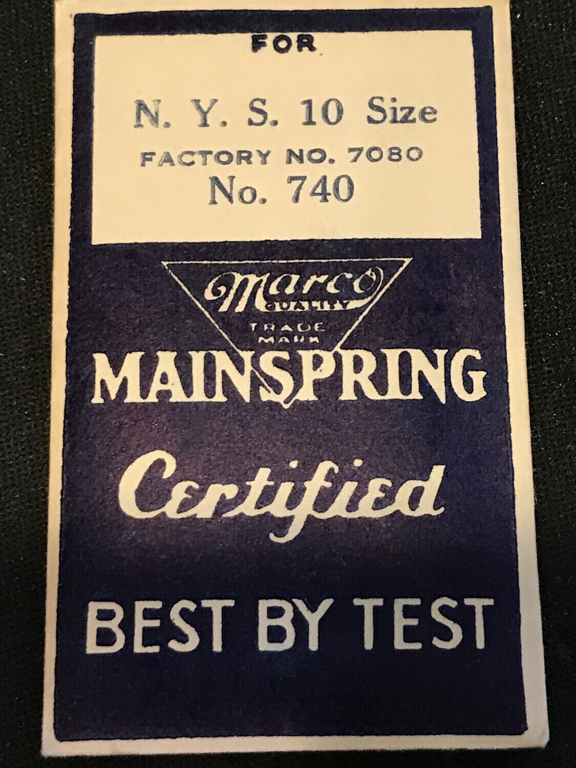 Marco Mainspring #740 for NY Standard 10s No. 7080 – Steel