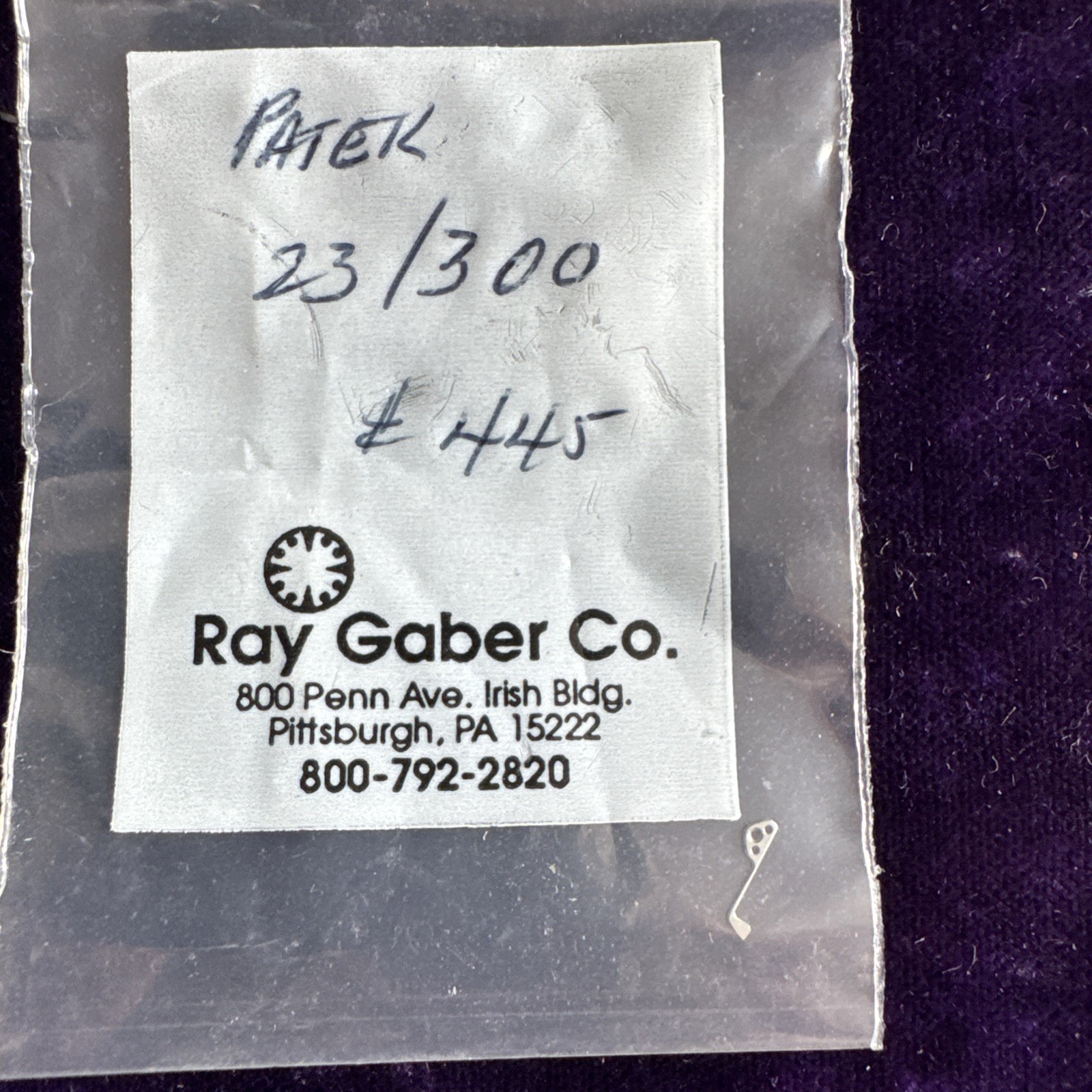 Patek Philippe Geneva Watch Movement 23 300 … part #445 setting lever spring