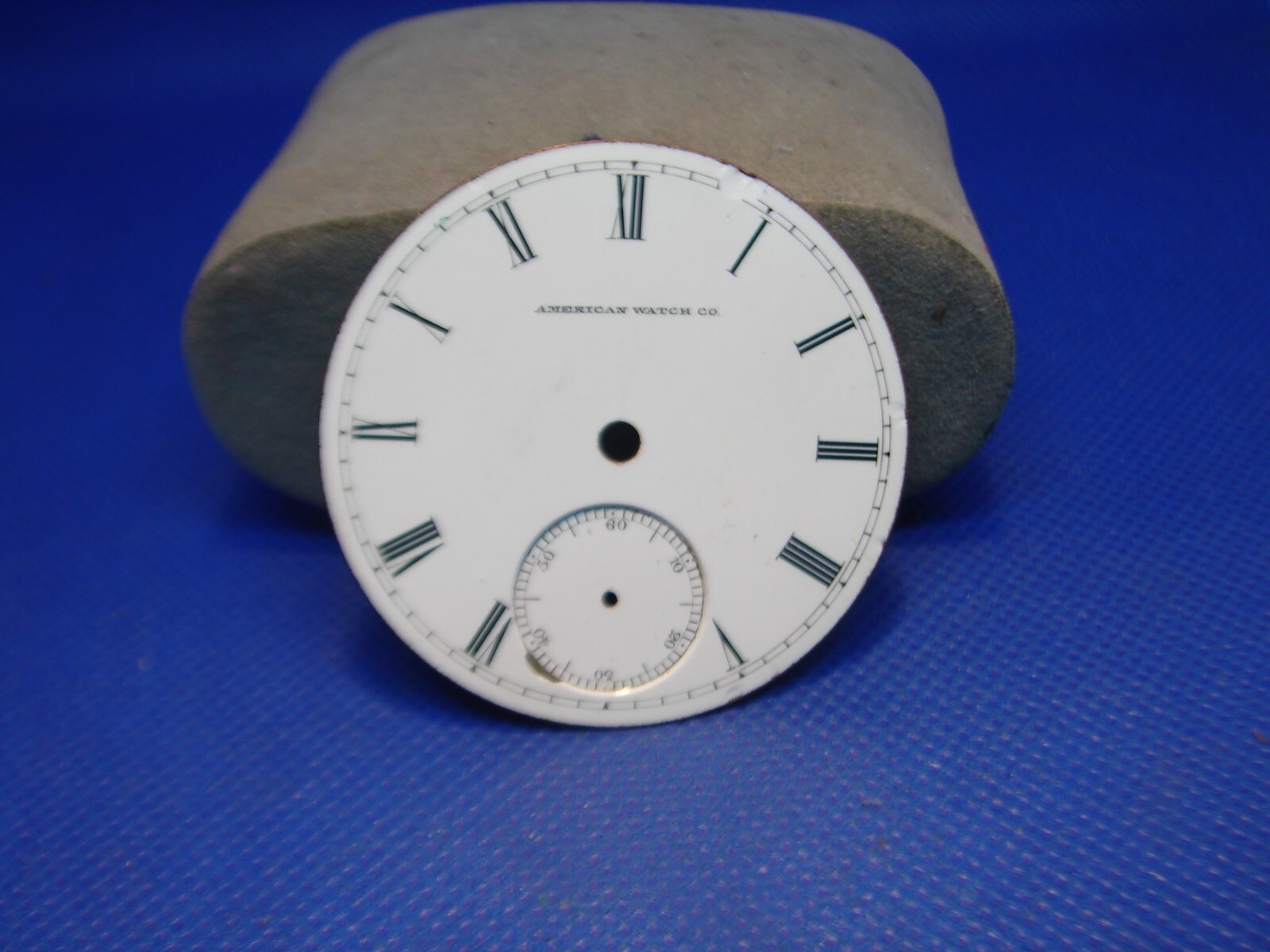 POCKET WATCH 46mm DIAL AMERICAN WATCH Co ROMAN NUMERALS FOR REPAIR PART! xx3
